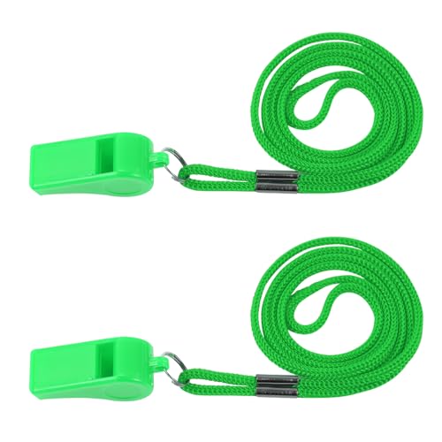 Loud Pink Sports Whistles with Lanyard - 2 Pack, Green