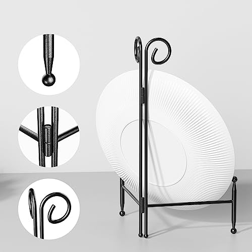 6 Inch Black Iron Plate Holder Display Stand - 1 Pack