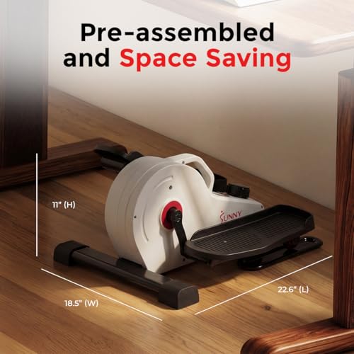 Under Desk Elliptical Machine - Compact, Quiet, Adjustable Resistance - White