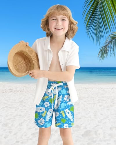 Boys Swim Trunks with Compression Liner - Blue, 5-6 Years