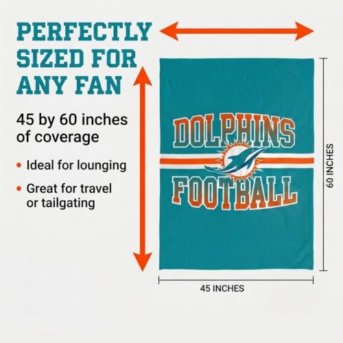 Miami Dolphins NFL Micro Raschel Plush Throw Blanket - 45x60