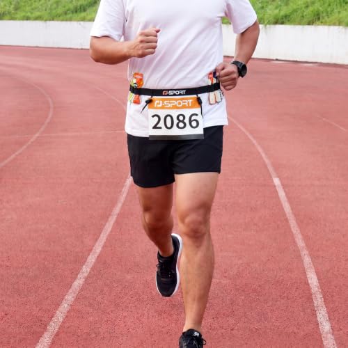 Race Number Belt with 6 Gel Loops for Triathlon - Black
