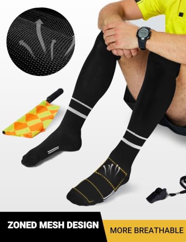 Soccer Referee Socks - Cushioned Support, Large Size, 2 Pairs