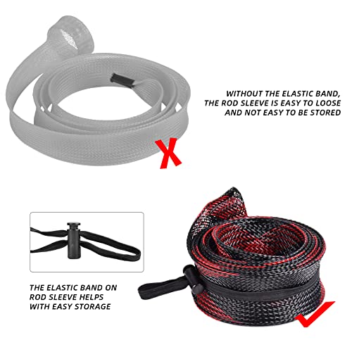Fishing Rod Sleeve for Casting Rods up to 8ft - Black & Red, 2 Pcs