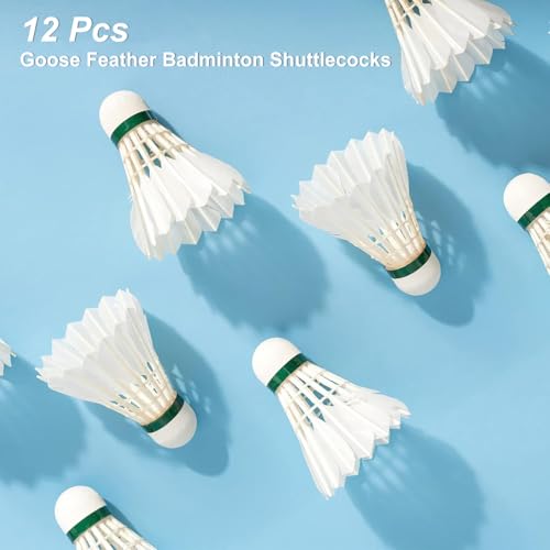 12 Pack Goose Feather Badminton Shuttlecocks - White