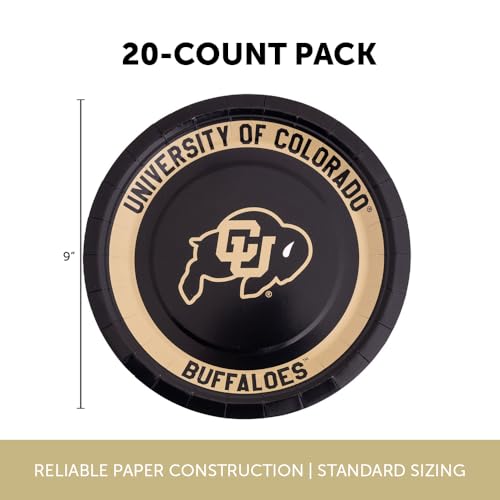 University of Colorado Paper Plates - 20 Count 9-Inch Round