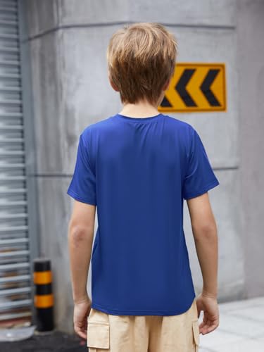 Boys Athletic T-Shirt - Dry Fit Short Sleeve Crewneck - Navy, 13-14 Years