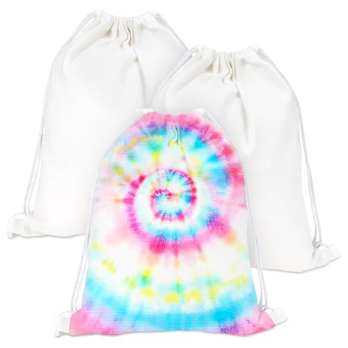 Canvas Drawstring Bags - Set of 3 Cotton Backpack for Sports