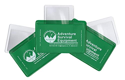 Credit Card Fresnel Lens Fire Starter and 4X Magnifier - 3 Pack - Green