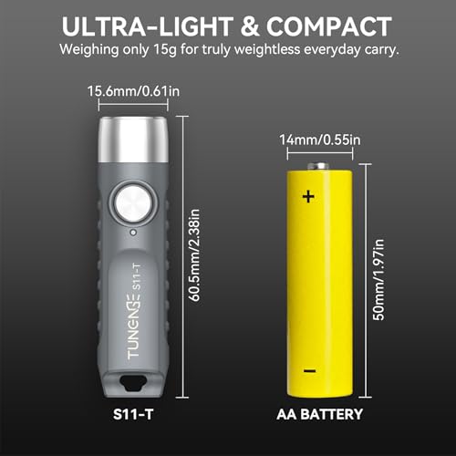 Grey TUNENGE S11-T Rechargeable Keychain Flashlight 500Lm, 4 Pack