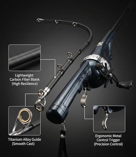 Wloadry Dark Navy Blue Telescopic Fishing Rod and Reel Combo for Beginners & Adults