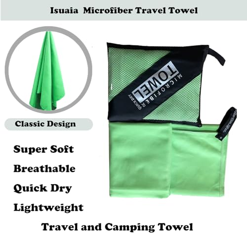 Microfiber Travel Towel - Quick Dry Lightweight Sports Towel - Green, 12"x24"