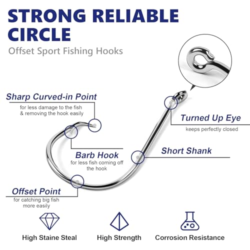 Circle Hooks for Saltwater Fishing - 40pcs Size 3/0