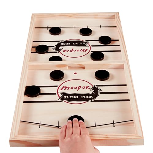 Fast Sling Puck Game - Wooden Air Hockey Board for 2 Players - Medium