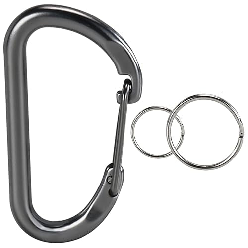 Heavy Duty Self-Locking Carabiner Clip - 2.36 in Gunmetal Grey