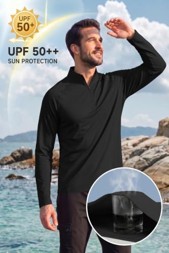 COOFANDY Men's Large Black Quarter Zip Golf Pullover Athletic Sweatshirt