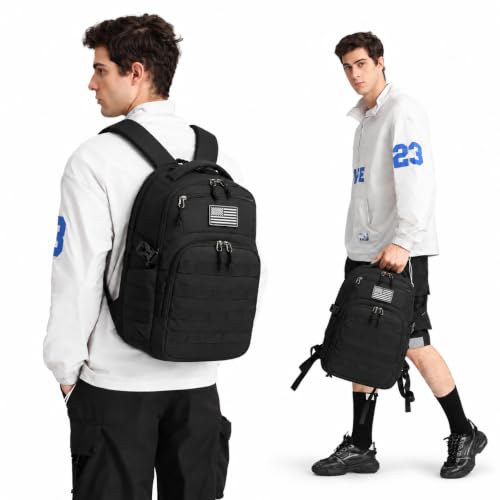 Wotony 20 inch Military Tactical Backpack 30L with MOLLE System Black for Men