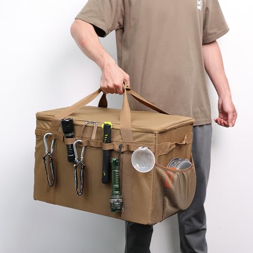Lemubeane Coyote Brown 46L Tactical Camping Storage Bag, Foldable Trunk Organizer