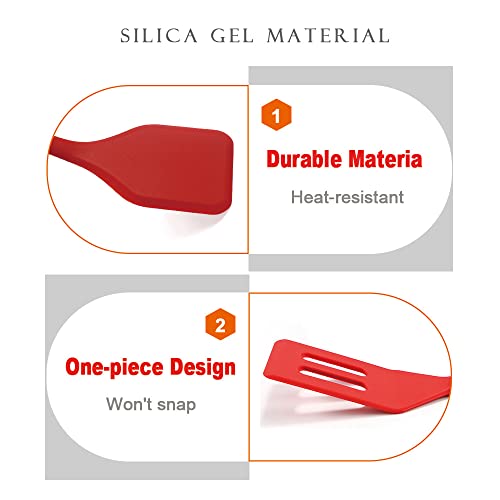 Mini Spatula Set - 2 Pieces Red Silicone Nonstick Turner for Cooking & Baking