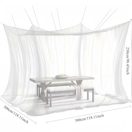10x10 FT Outdoor Mosquito Netting for Camping Patio Garden - White