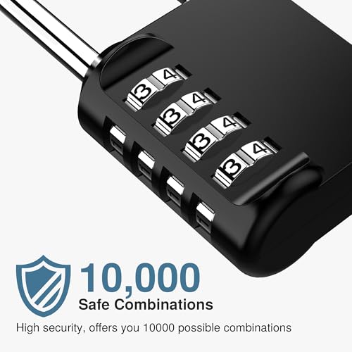 Puroma 10 Pack 2.6 Inch Long Shackle Combination Lock 4 Digit Outdoor Waterproof Padlock for Hasp Locker Lock, Sports Locker, Fence, Gate, Toolbox, Case, Hasp Storage, Cabinets (Black)