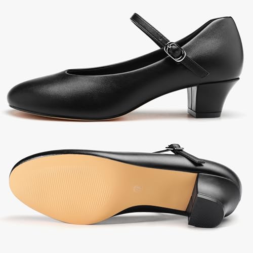 Stelle 1.5" Black Ankle Strap Women’s Character Ballroom Shoes - Size 7
