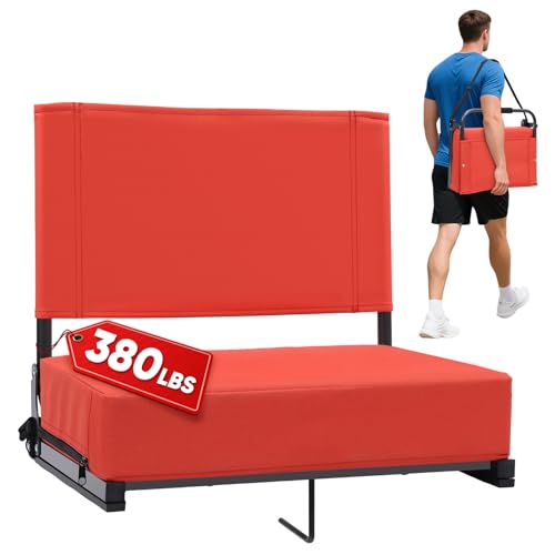 Sekey Stadium Seat with Back Support & Armrests - Orange Red, 1