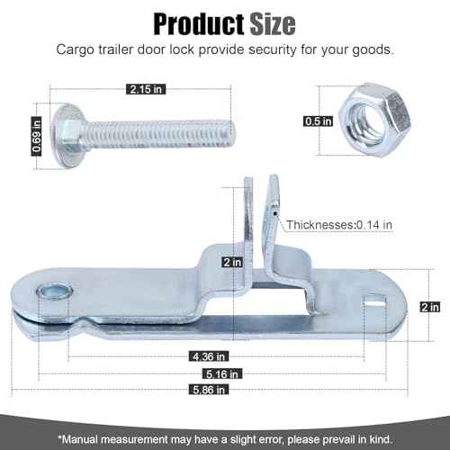Enclosed Cargo Trailer Door Latch, Trailer Door & Ramp Locking Hasp, Cam Lock Latch Keeper with Screws and Nuts, Cam Bar Lock Assembly for Side and Tailgate Door Enclosed Trailer - 2 Pack