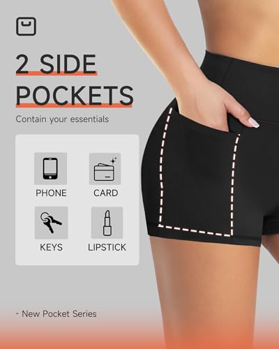 High Waisted Biker Shorts for Women - 3 Inch Soft Black Spandex