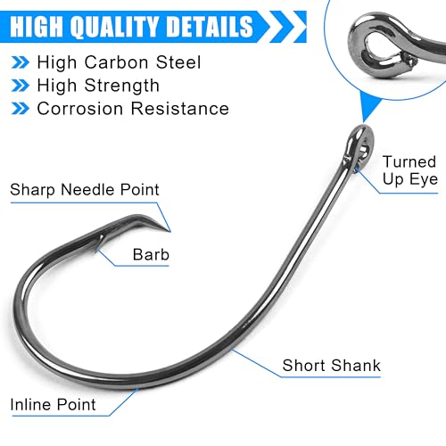 Circle Hooks for Saltwater Fishing - 50pcs 3/0 High Carbon Steel