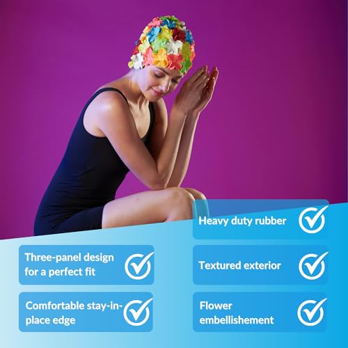 Sporti Women's Multi Floral Swim Cap - Hair Protection & Elegant Design