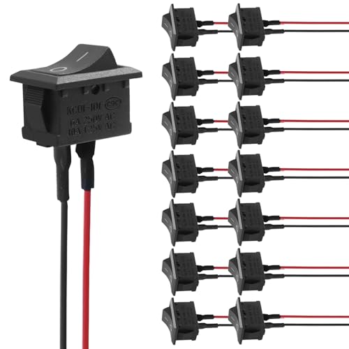 15 Pack Mini Rocker Switch - ON/OFF 2 Pin SPST Toggle Switch