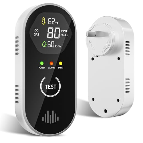 Carbon Monoxide Detectors Plug in, 4-in-1 CO & Natural Gas Leak Detector, 85dB Loud Alarm, Digital Display, Portable, Easy Install, Suitable for Home, RV, Camper, Ensures Peace of Mind