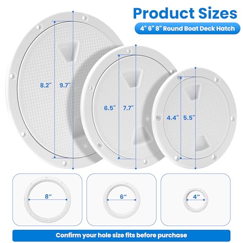 TOKCKYBL White 6In Boat Hatch - Premium ABS Round Non-Slip Inspection Cover