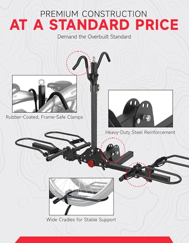2-Bike Hitch Mount Rack for Cars & SUVs - 200LB Capacity