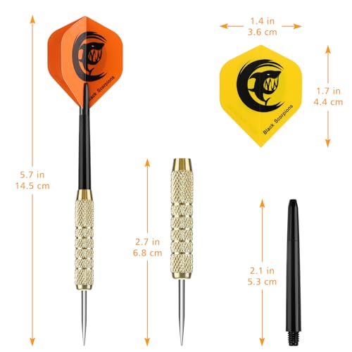 18G Steel Tip Darts Set - 18 Pack Metal Tips for Dartboard