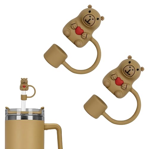 Cute Bear Straw Topper - Reusable 10mm Silicone Straw Cover for Tumblers
