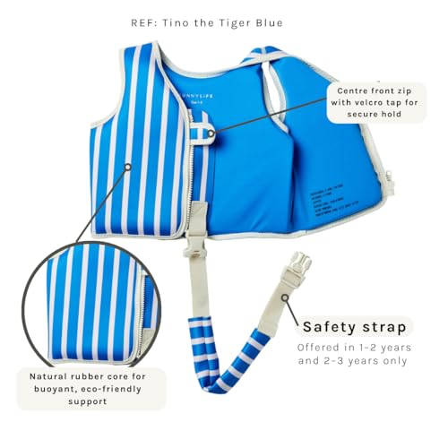 Kids Swim Vest with Adjustable Safety Strap - Blue, Size 2-3, Sunnylife