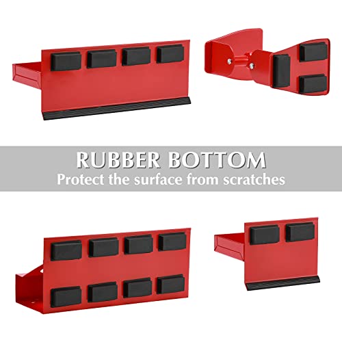 EMENTOL 4PCS Magnetic Tool Shelf Set, Tray, Paper Towel Holder, for Tool Organizer, Magnets Any Metal Surface, Red