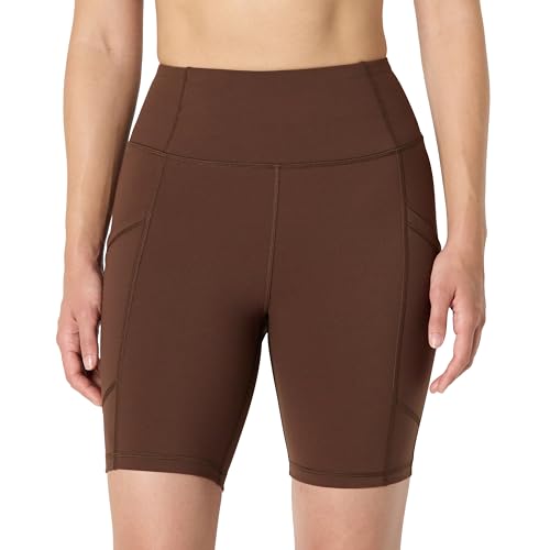 Amazon Essentials Women's High Waist 7" Gym Biker Shorts with Pockets - Large/Rich Hazel