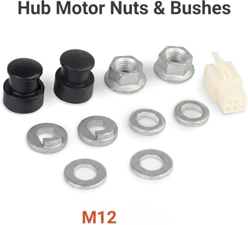 M12 E-Bike Hub Motor Lock Nut and Washer Kit - 12mm Shaft