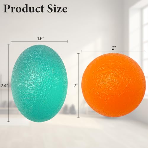 Hand Strengthening Stress Balls Set - 6 Resistance Levels, 1.7" - Red, Blue, Green, Orange, Yellow