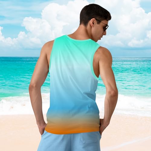 Mens Beach Tank Tops Sleeveless Shirts for Men Summer American Flag