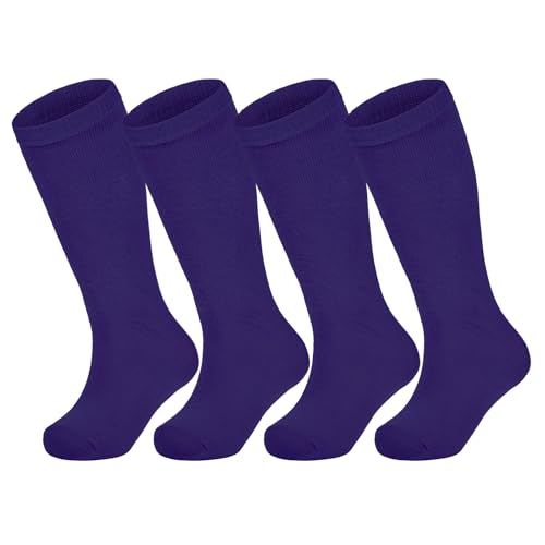 Kids Toddler Softball Knee High Socks - 2 Pairs, 3-6 Years, Purple