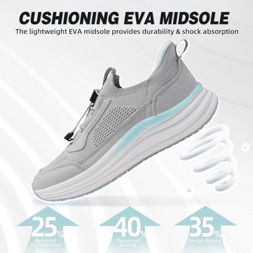 OrthoComfoot Women's Orthopedic Road Running Shoes - Grey Mint, Size 9 / W2, Flat Feet Support
