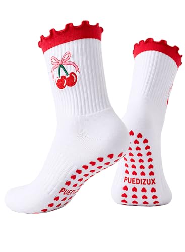 Grip Yoga Socks for Women - Cute Pilates Socks, One Size Red