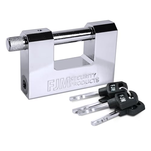 FJM SPSA80-KA D-Style High Security Padlock, Home Improvement Anti Theft Trailer Lock, Bike Lock, & Door Lock. Also for Outdoor Storage Shed, Includes Master Lock Set, Keyed Alike, 3 1/8" (80mm)