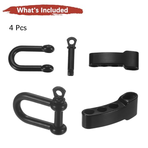 Adjustable Metal Paracord Shackle Buckle - 4PCS Black