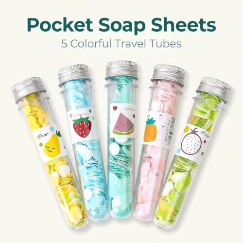 Jizlan Portable Multicolor Paper Soap Sheets - 5 Boxes Hand Wash & Travel Cleansers