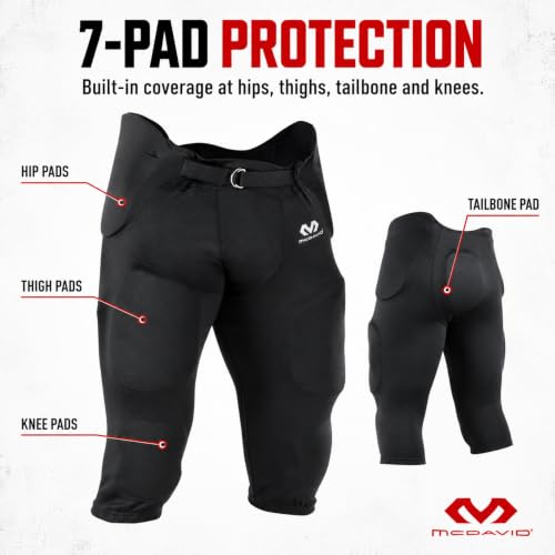 Integrated 7-Pad Football Pants for Men - Adjustable Fit